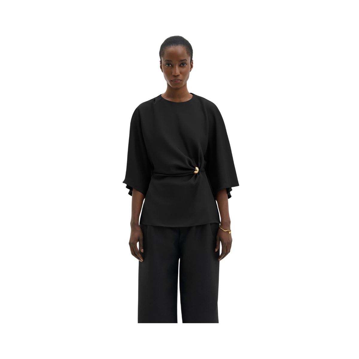 Zilla Brooch Detailed Blouse - Black