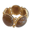 Vala Elastic Bracelet - Gold With Brown