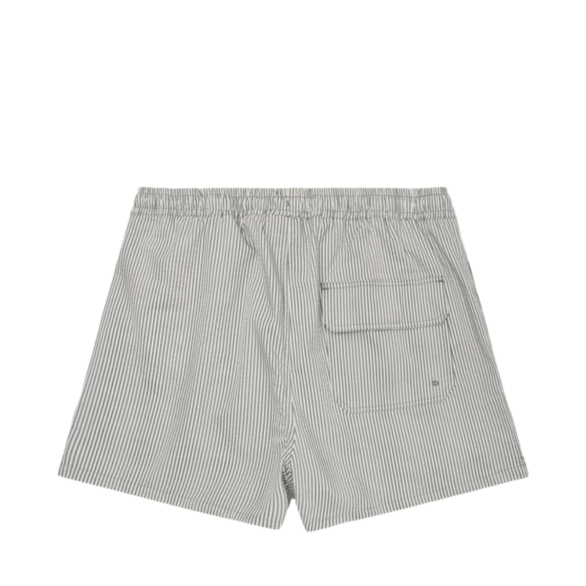 Mid-Thigh Stripe Seersucker Swimshorts - Green stripe