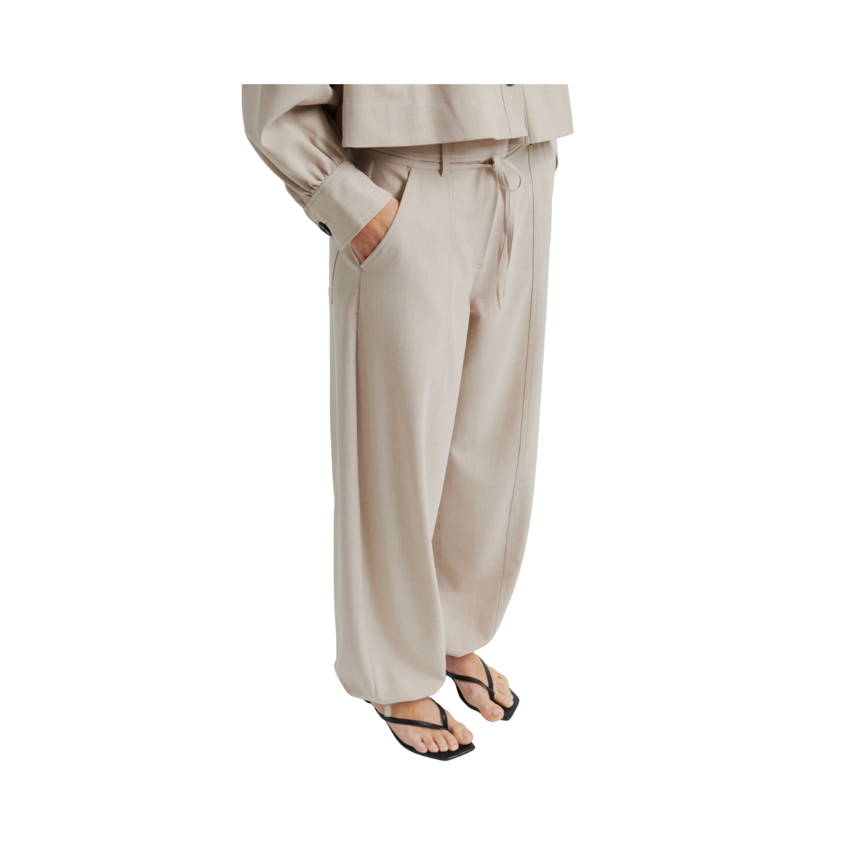 Zoie Cargo Trousers - Light Beige Melange