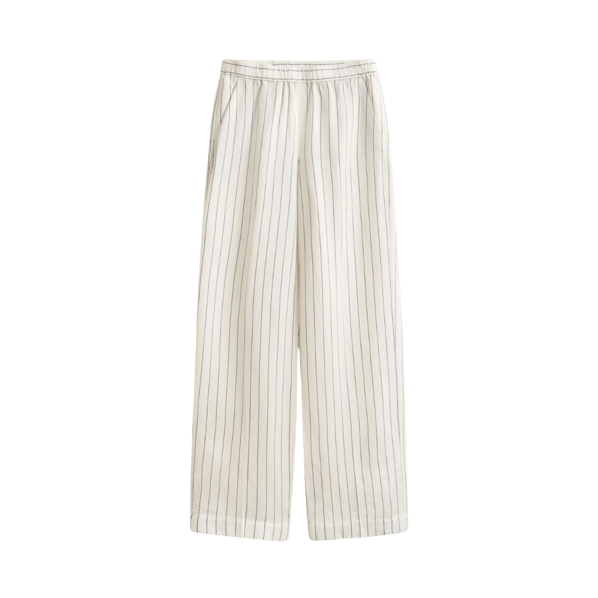 Striped Linen Blend Pull On Pants - Eggshell