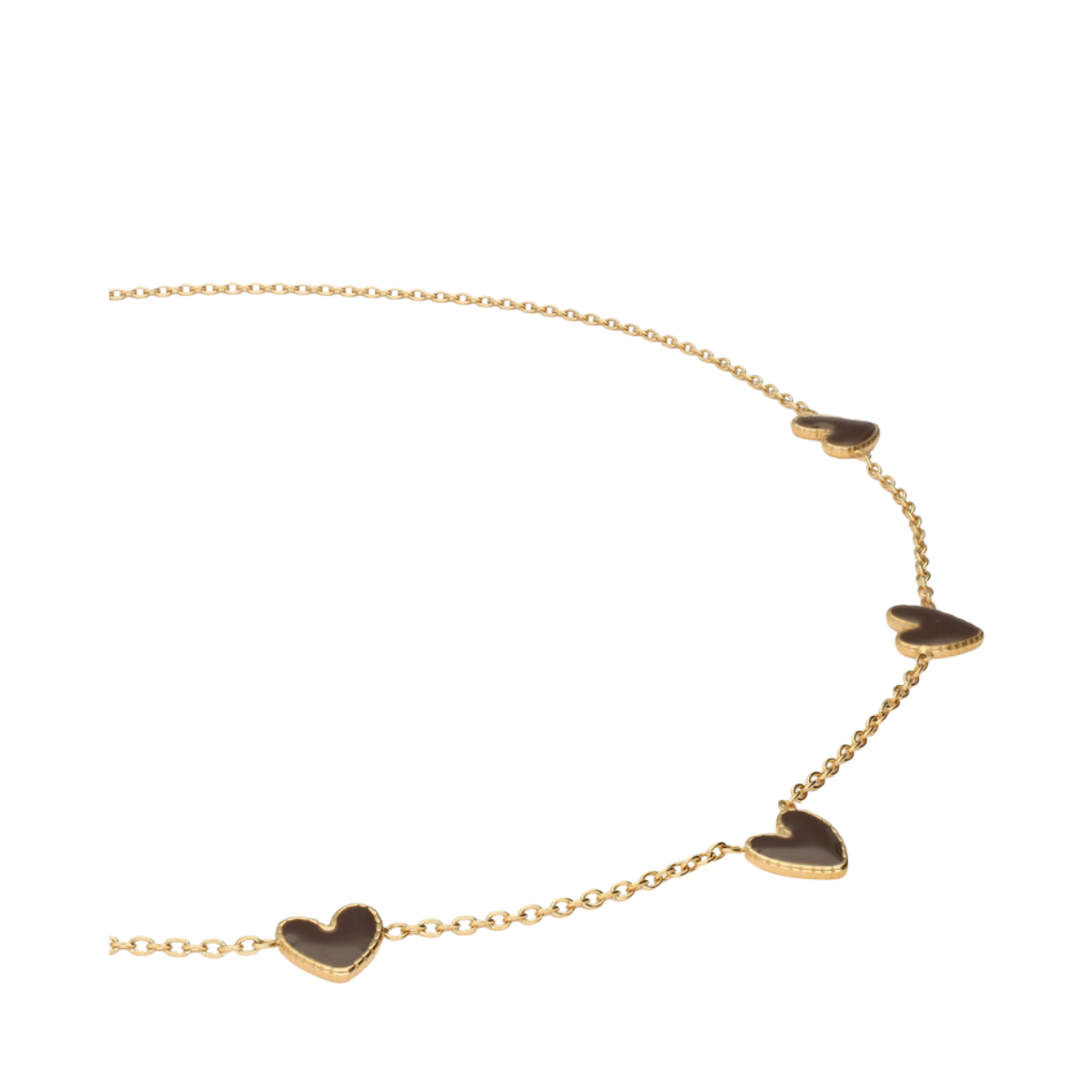Necklace with Brown Heart - Gold