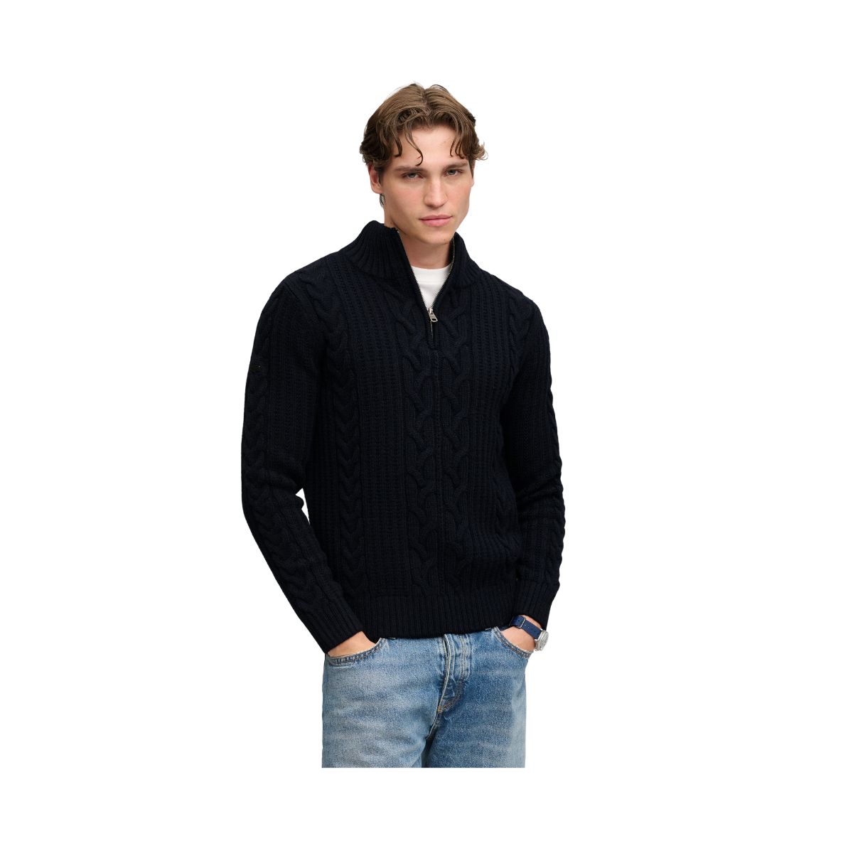 Jacob Cable Half Zip Knit - Eclipse Navy