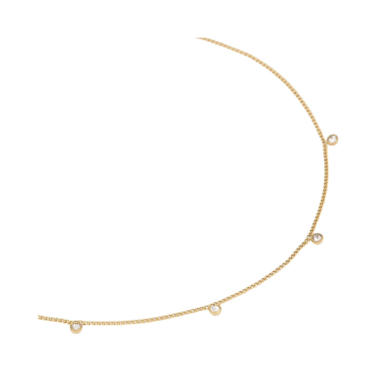 Ketting vijf strass steentjes - 1200 Gold