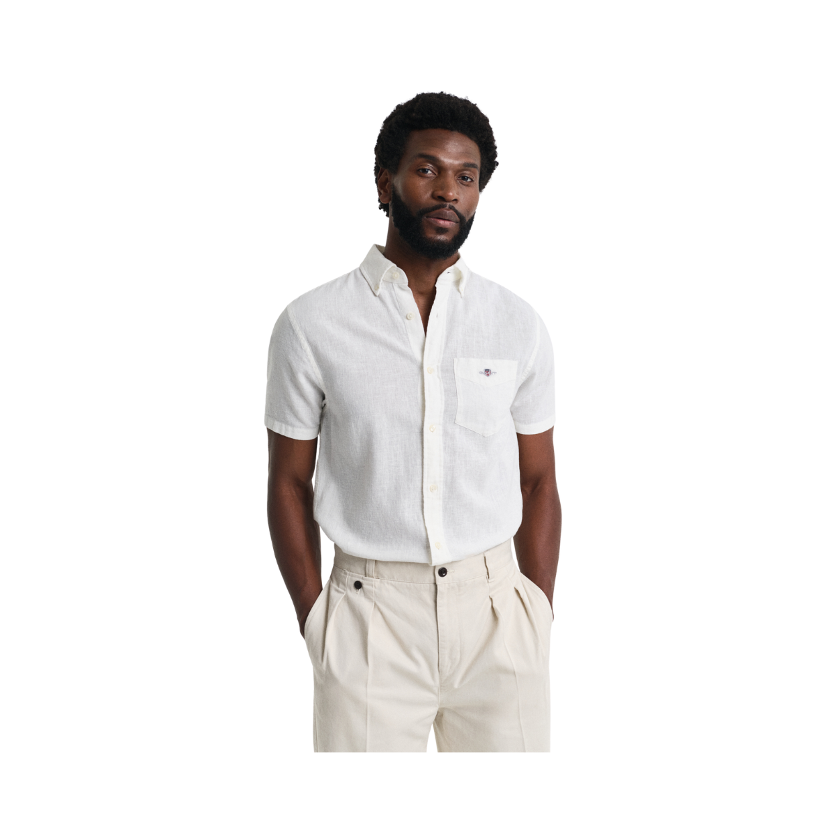 Reg Cotton Linen SS Shirt - White