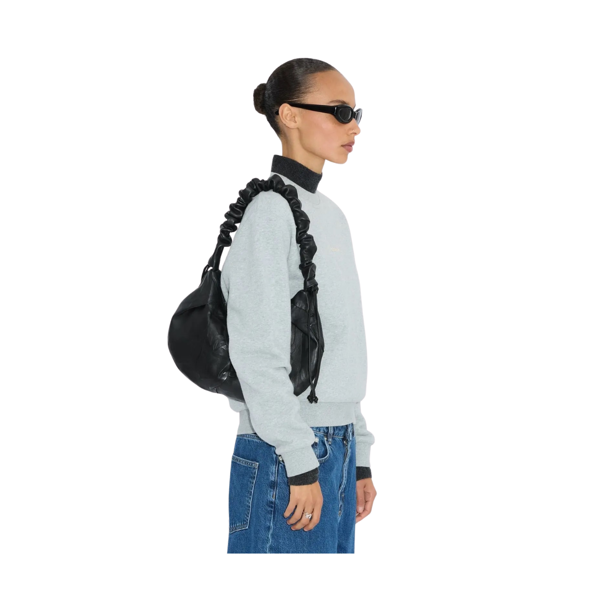 Leni Cocoon Leather Bag - Black