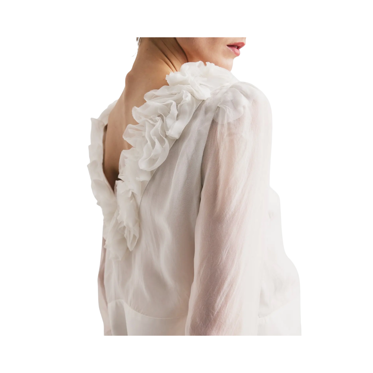Organza Frilly Top - Vintage White
