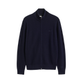 Herringbone Texture Zip Cardigan - Evening Blue