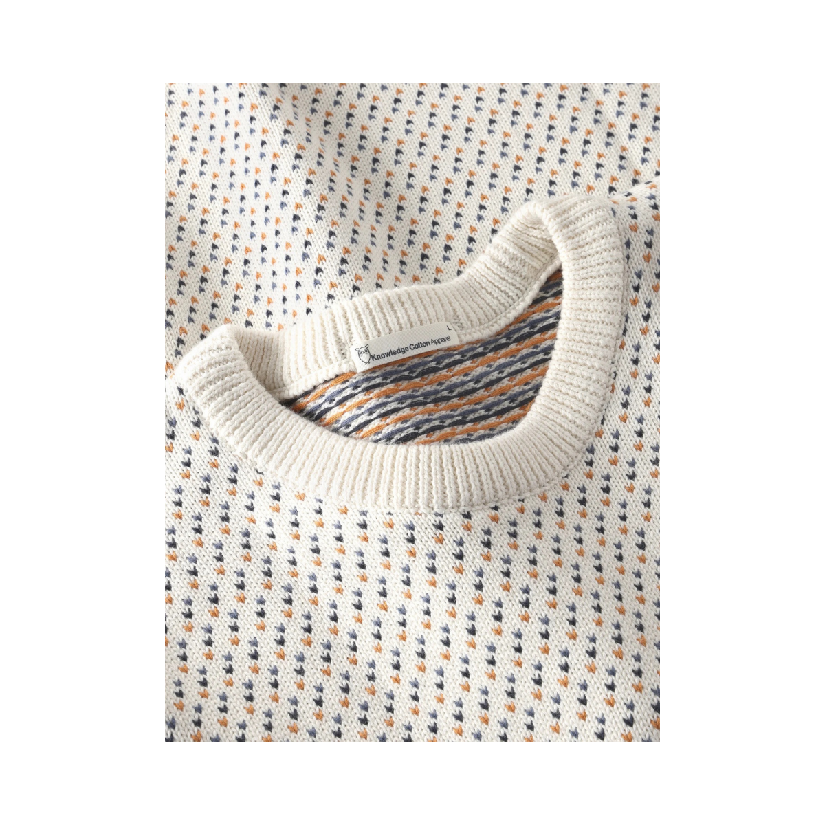 Jacquard Crew Neck Knit - Creme