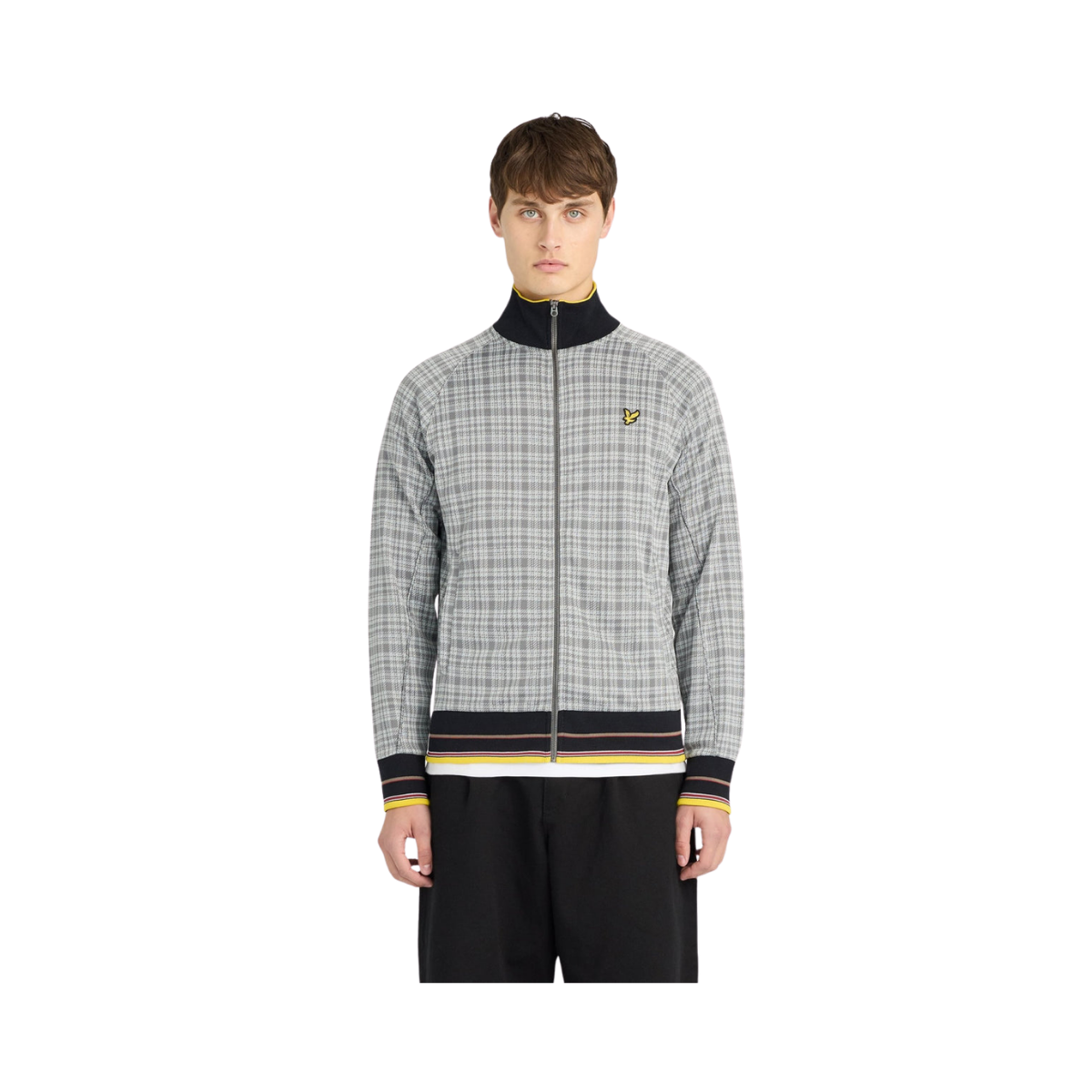 Hawick Check Track Jacket - Mid Grey Marl