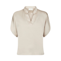 Anelle Heavy Sateen Blouse - Pearl
