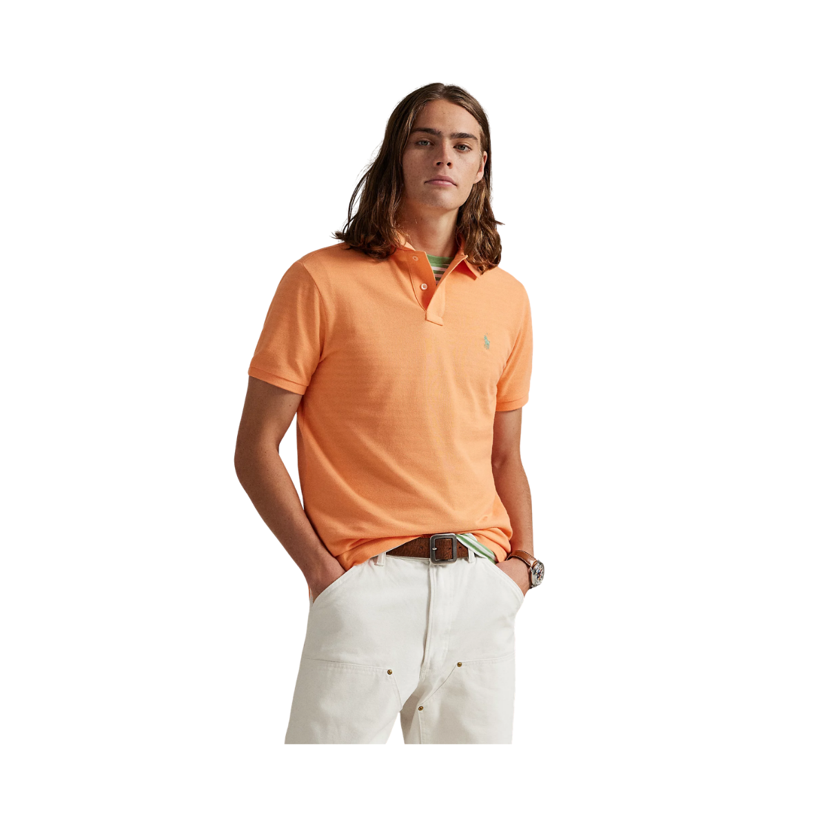 Custom Slim Fit Mesh Polo Shirt - Pompano Orange