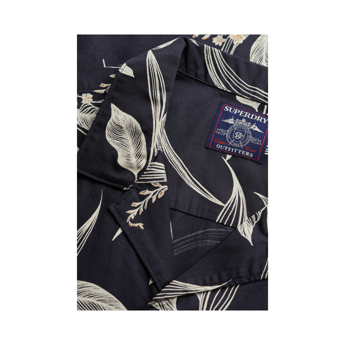Hawaiian Print S/S Shirt - Canna Leaves Navy