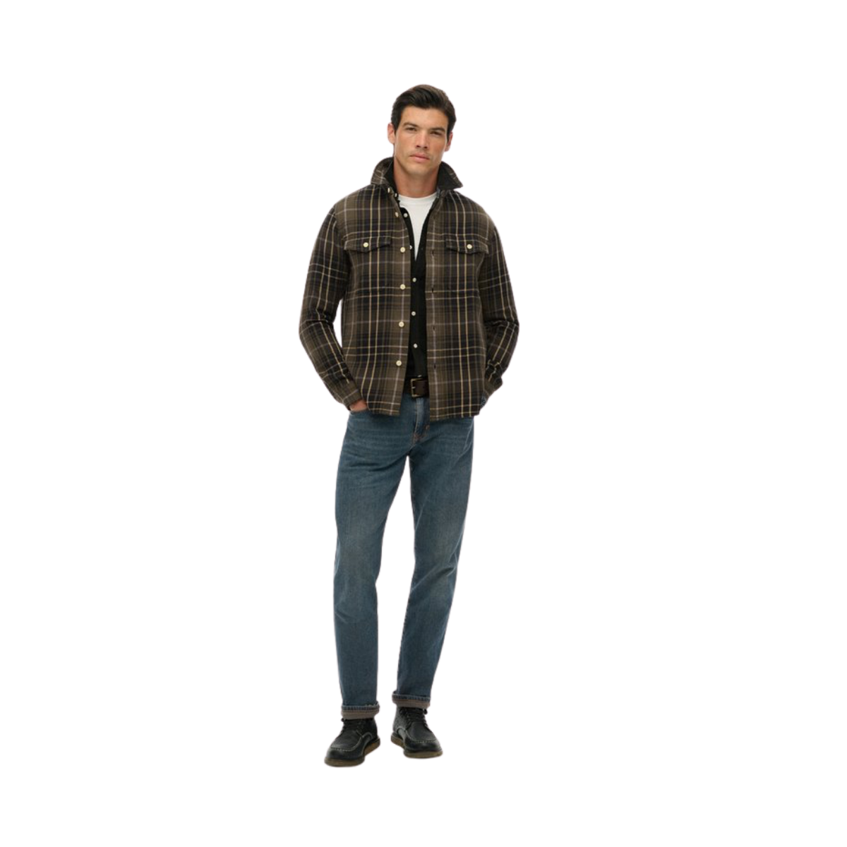 Merchant Heavy Checked Shirt - H7X Homestead Ombre Olive Green