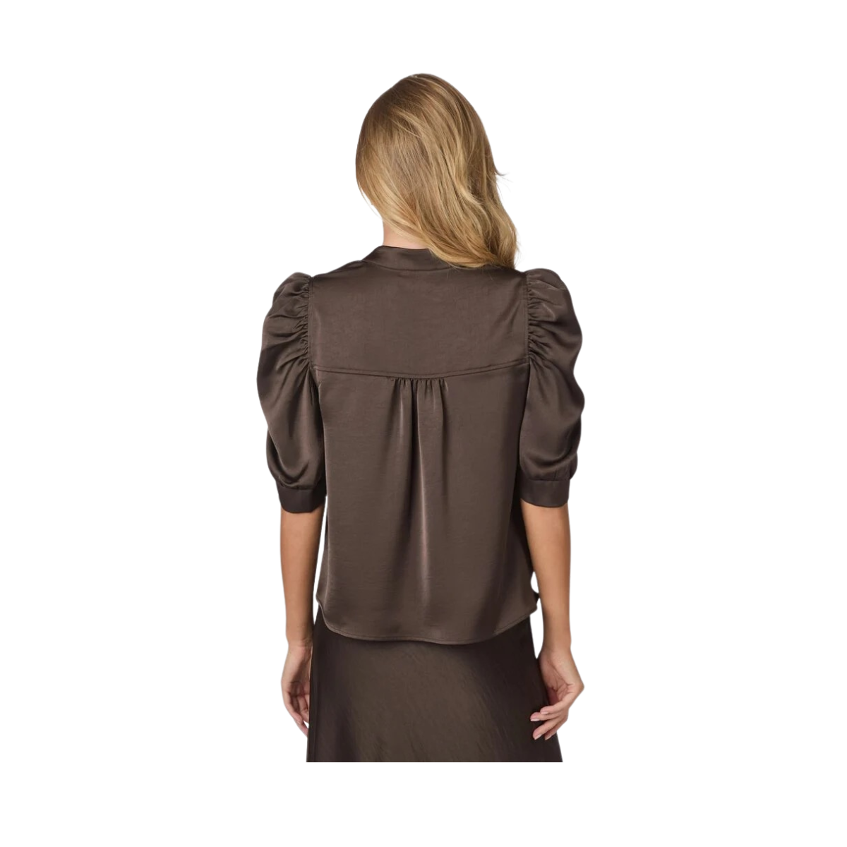 Roella Heavy Sateen Blouse - Dark brown