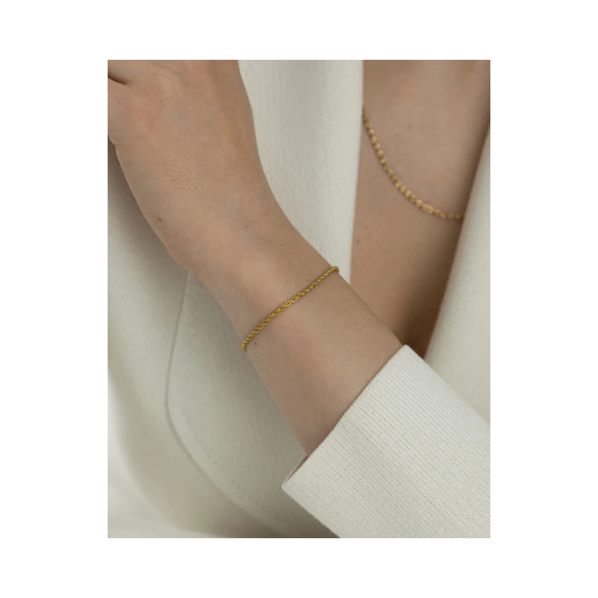 Thin Rope Bracelet Gold Medium - gold