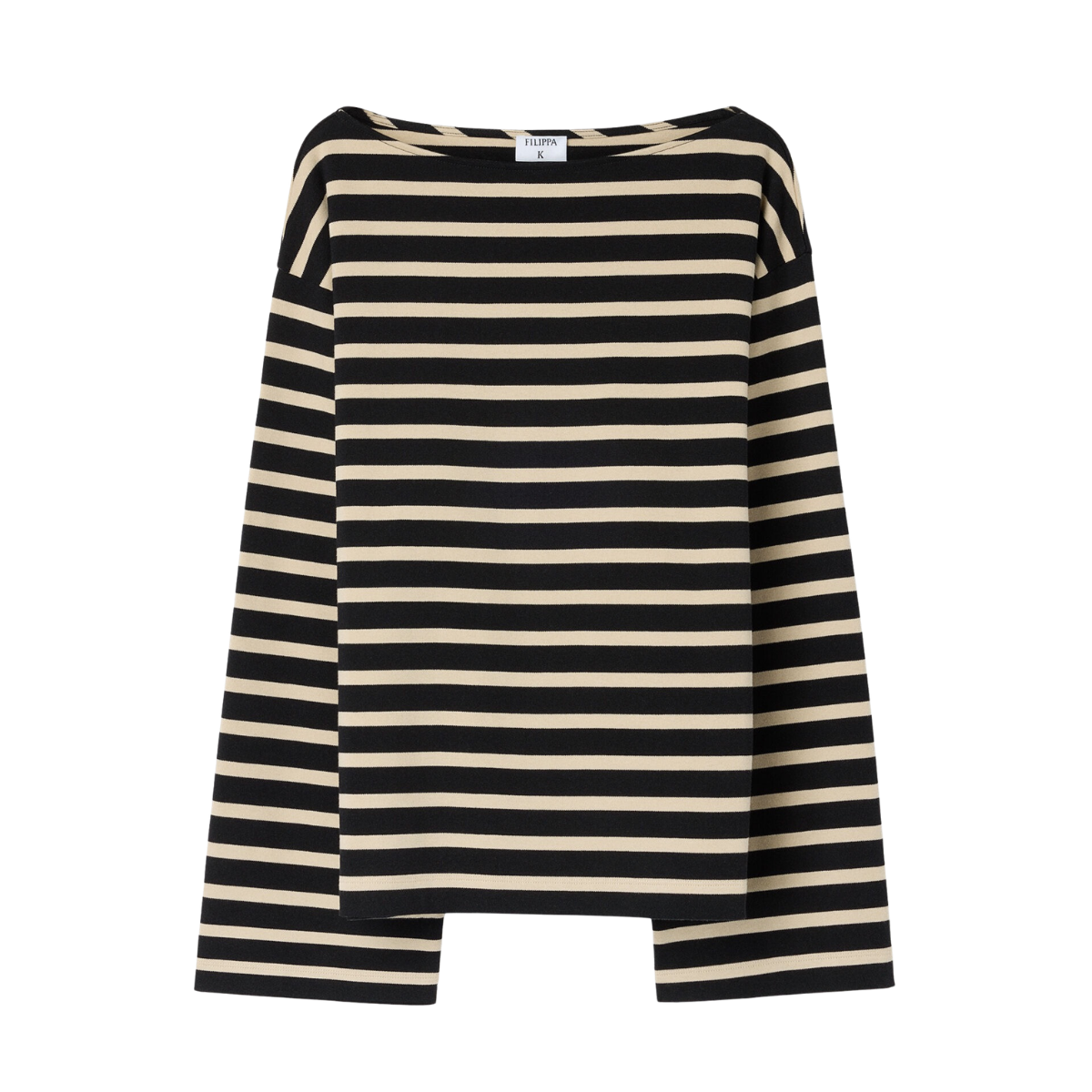 Cotton Mariner Top - Black/Pearl Beige