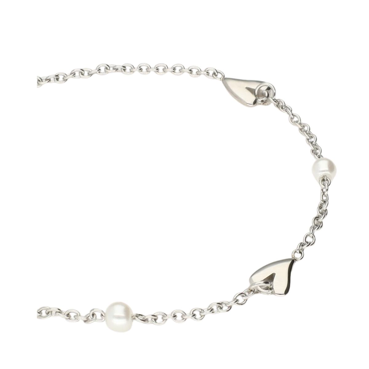 Bracelet hearts & pearls - Silver