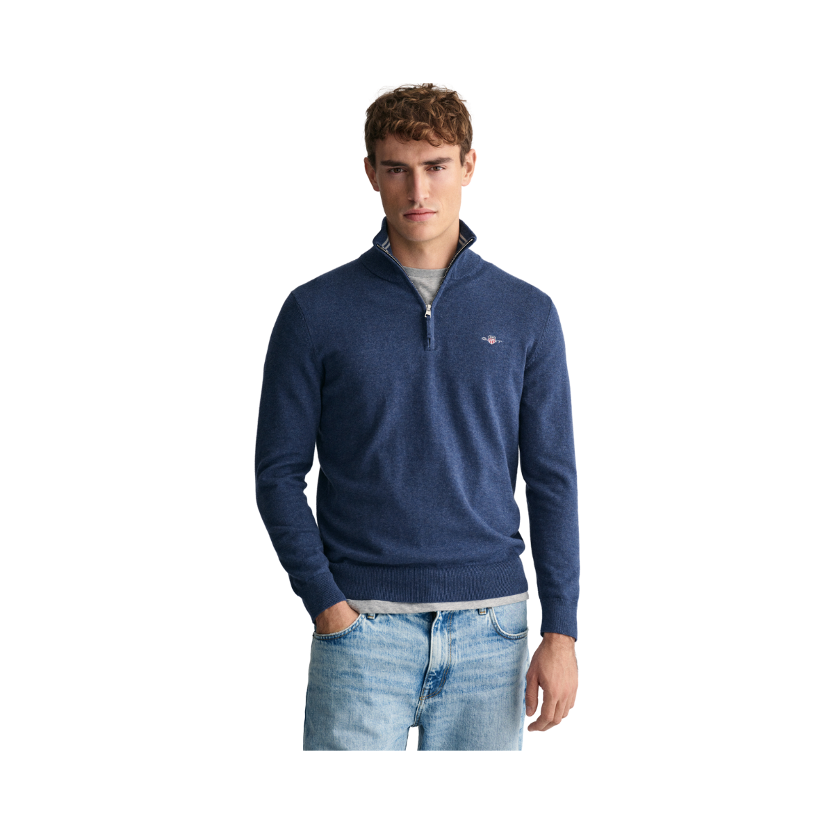 CLASSIC COTTON HALF ZIP - Blue