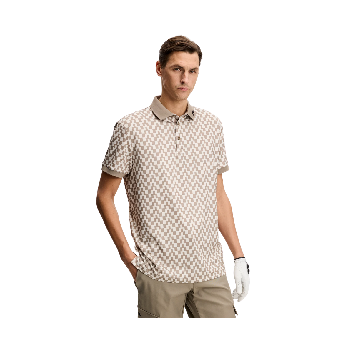 Tour Tech Print Polo - Bridge Stack Brindle M