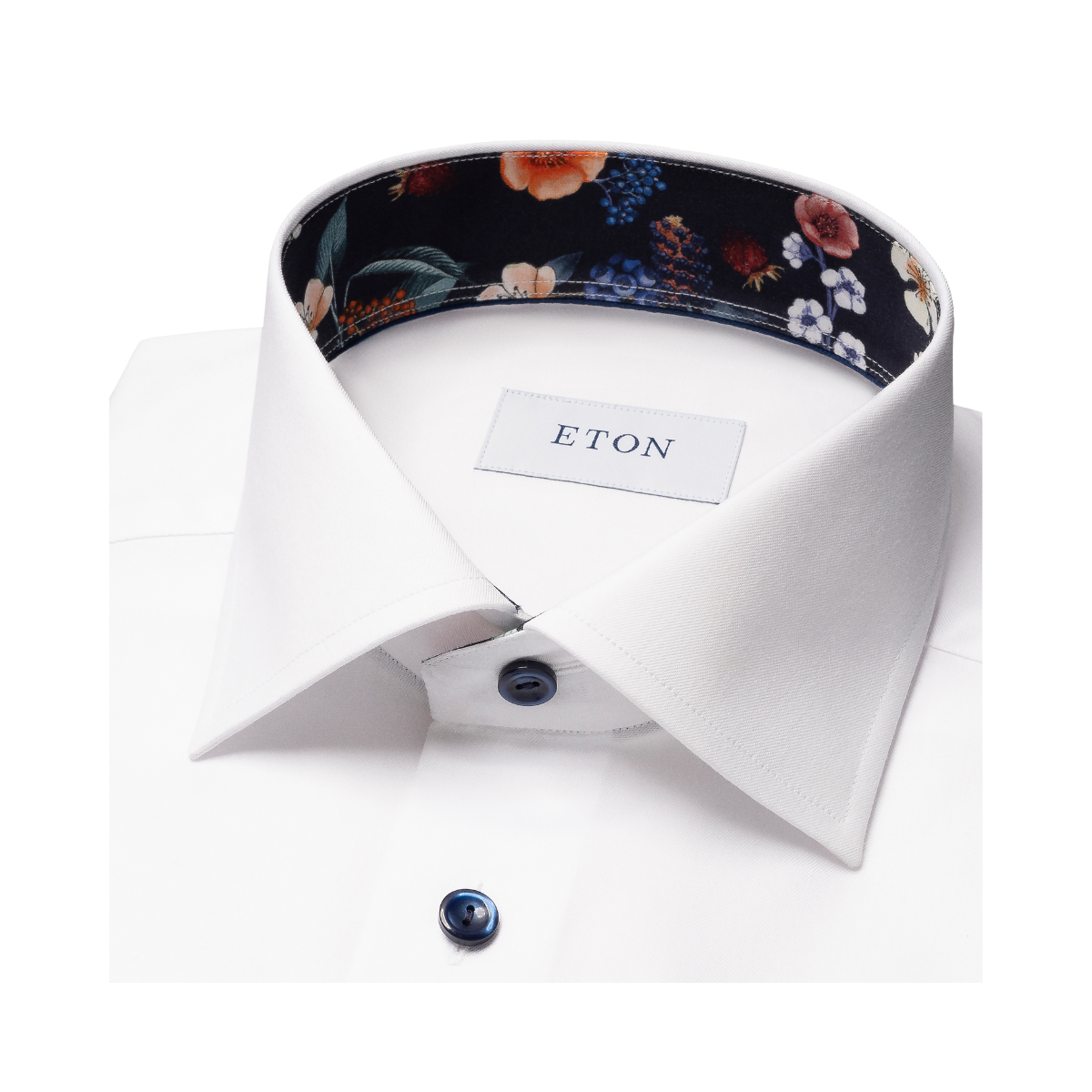 Floral Print Solid Signature Twill Shirt - White