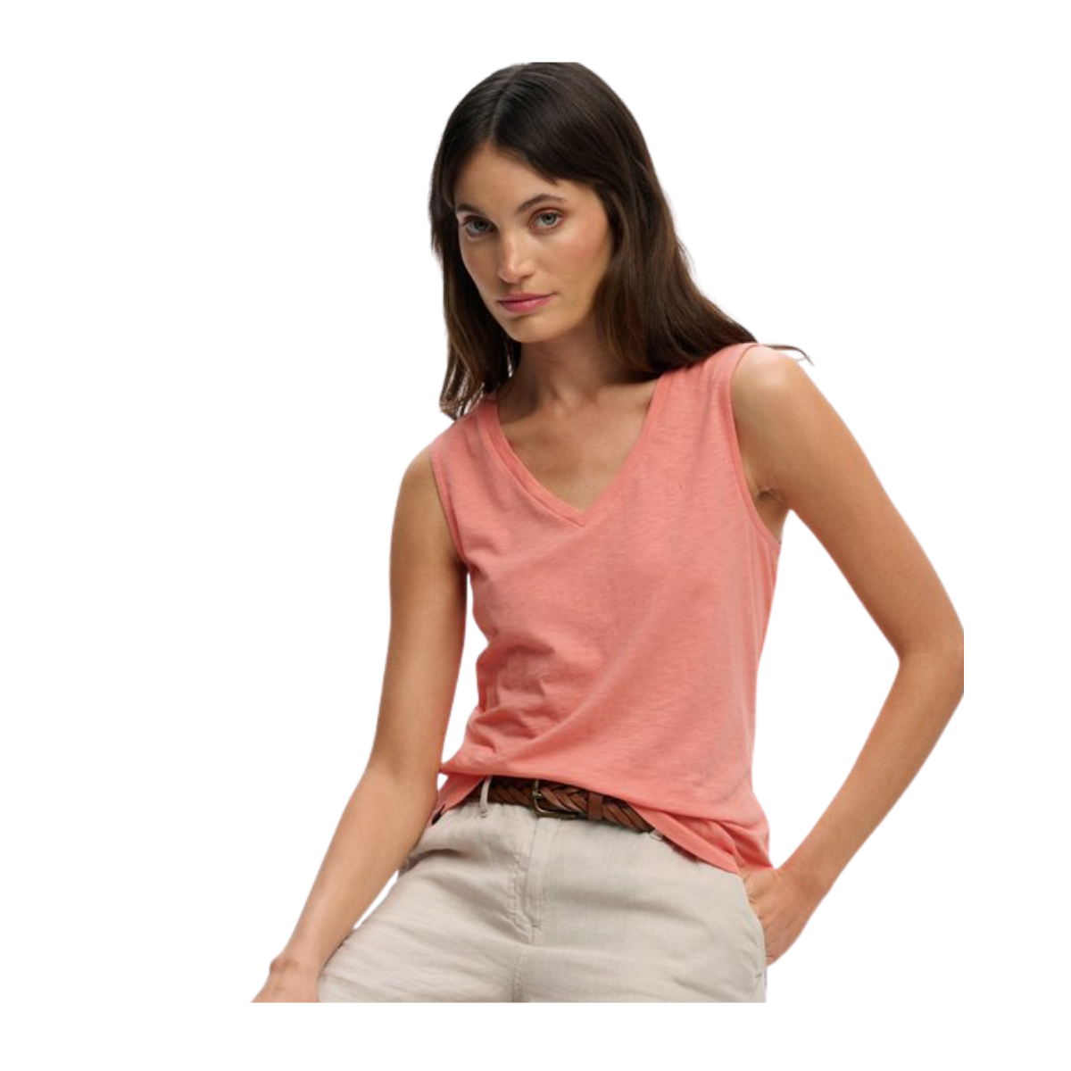 Studios Vee Neck Vest - 2WS Peach Amber Pink