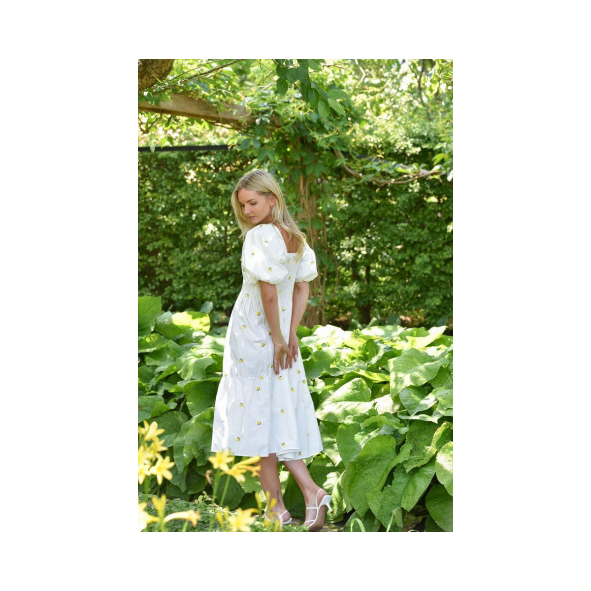 Cheri Fruit Dress - White/Yellow