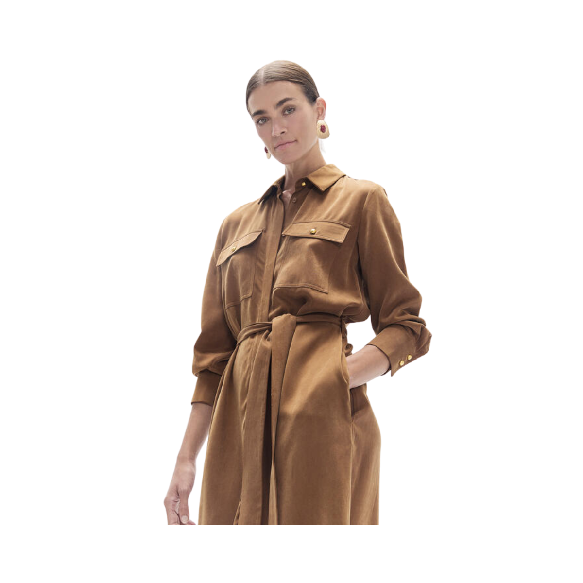 Fluid Suede Dress - 052 Camel