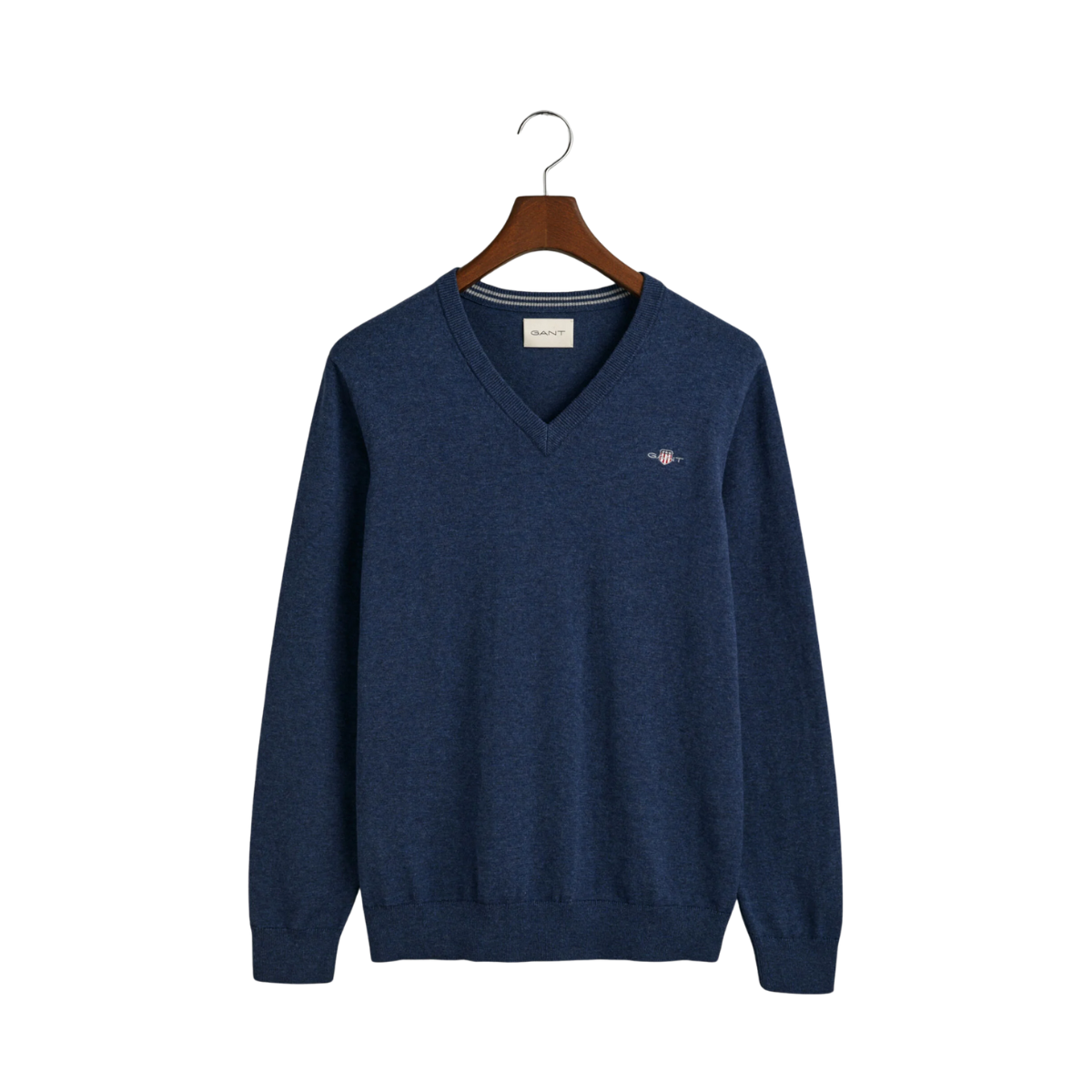 Classic Cotton V-Neck - Dark Jeansblue Melange