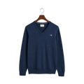 Classic Cotton V-Neck - Dark Jeansblue Melange