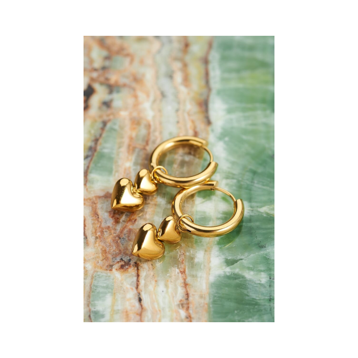 Oorringen dubbel hartje - 1200 Gold