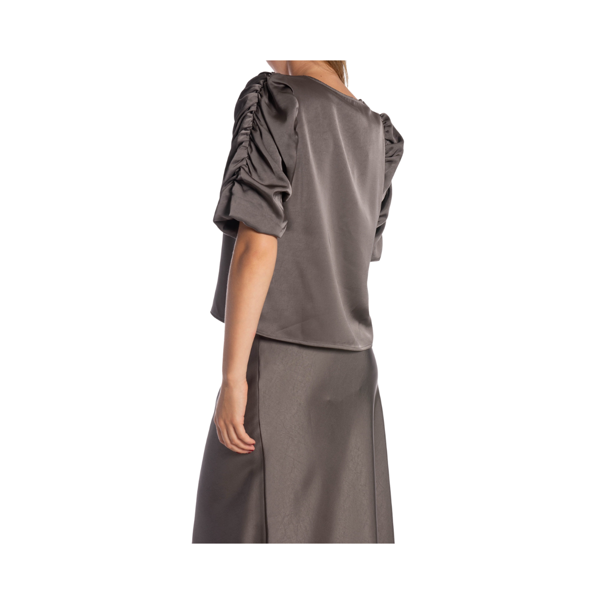 Elba Heavy Sateen Blouse - 189 Warm Grey