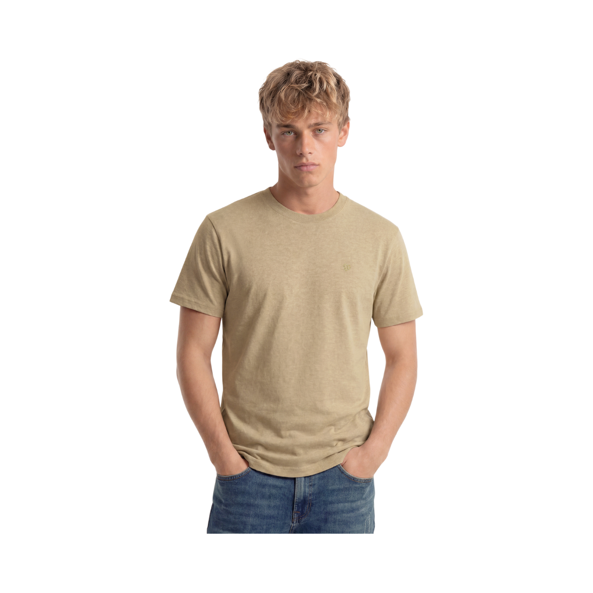 Essential Sdco Logo Emb Tee - Tan Brown Fleck Marl/Beige