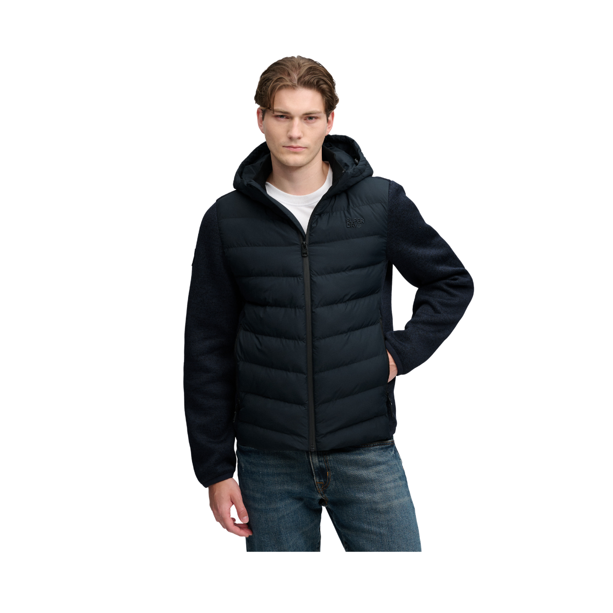 Hooded Storm Knit Hybrid Jkt - Eclipse Navy