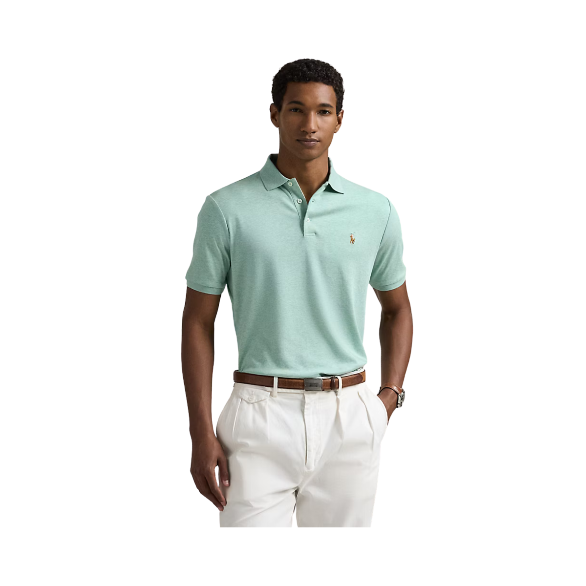 Custom Slim Fit Soft Cotton Polo Shirt - Celadon Heather