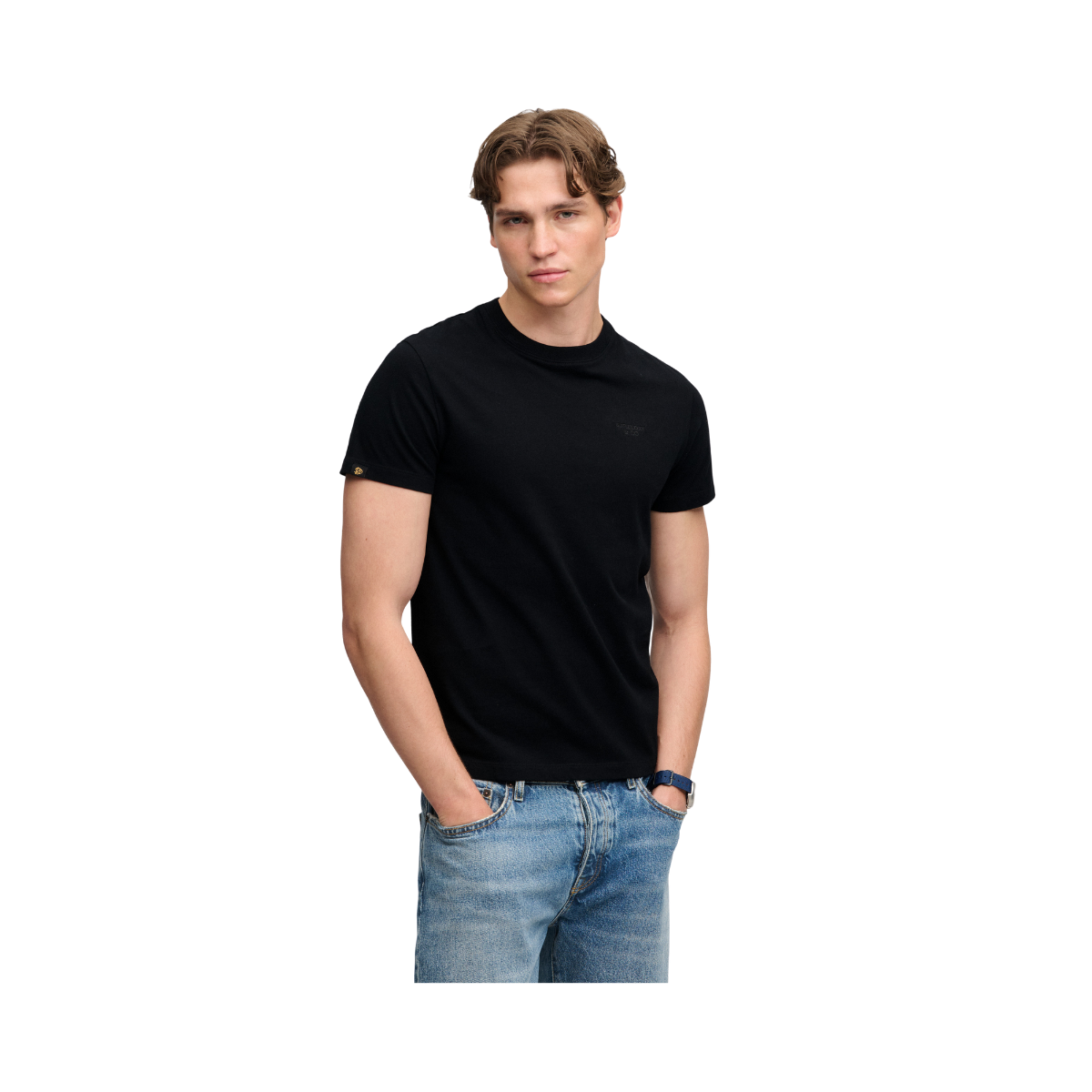 Essential Stacked Logo Emb Tee - Black/Black