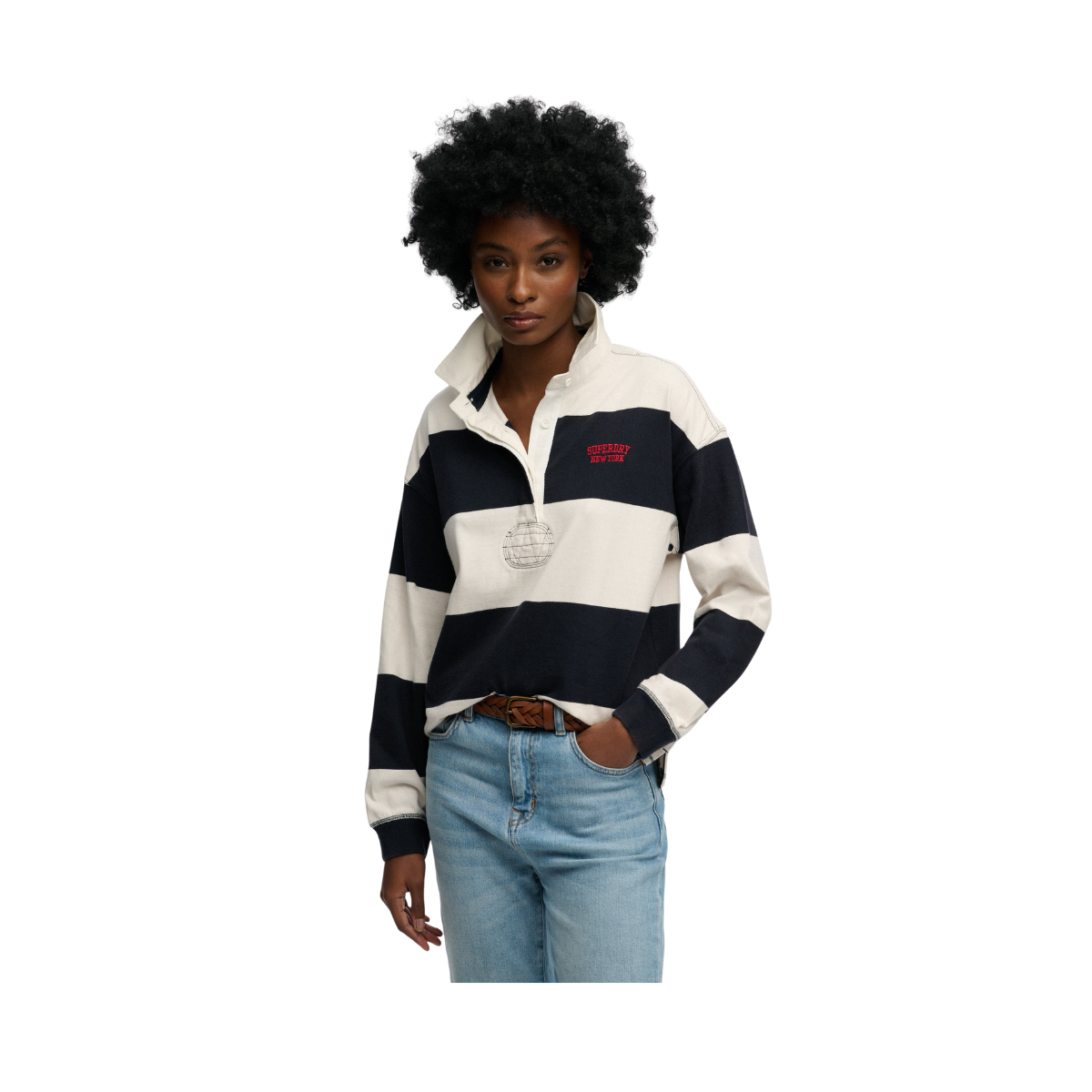 Heritage Stripe Rugby Top - Navy/Ecru