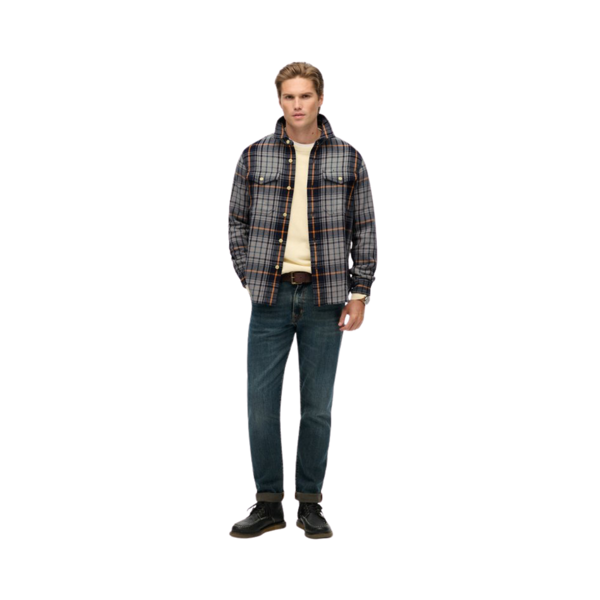 Merchant Heavy Checked Shirt - H7W Homestead Ombre Navy