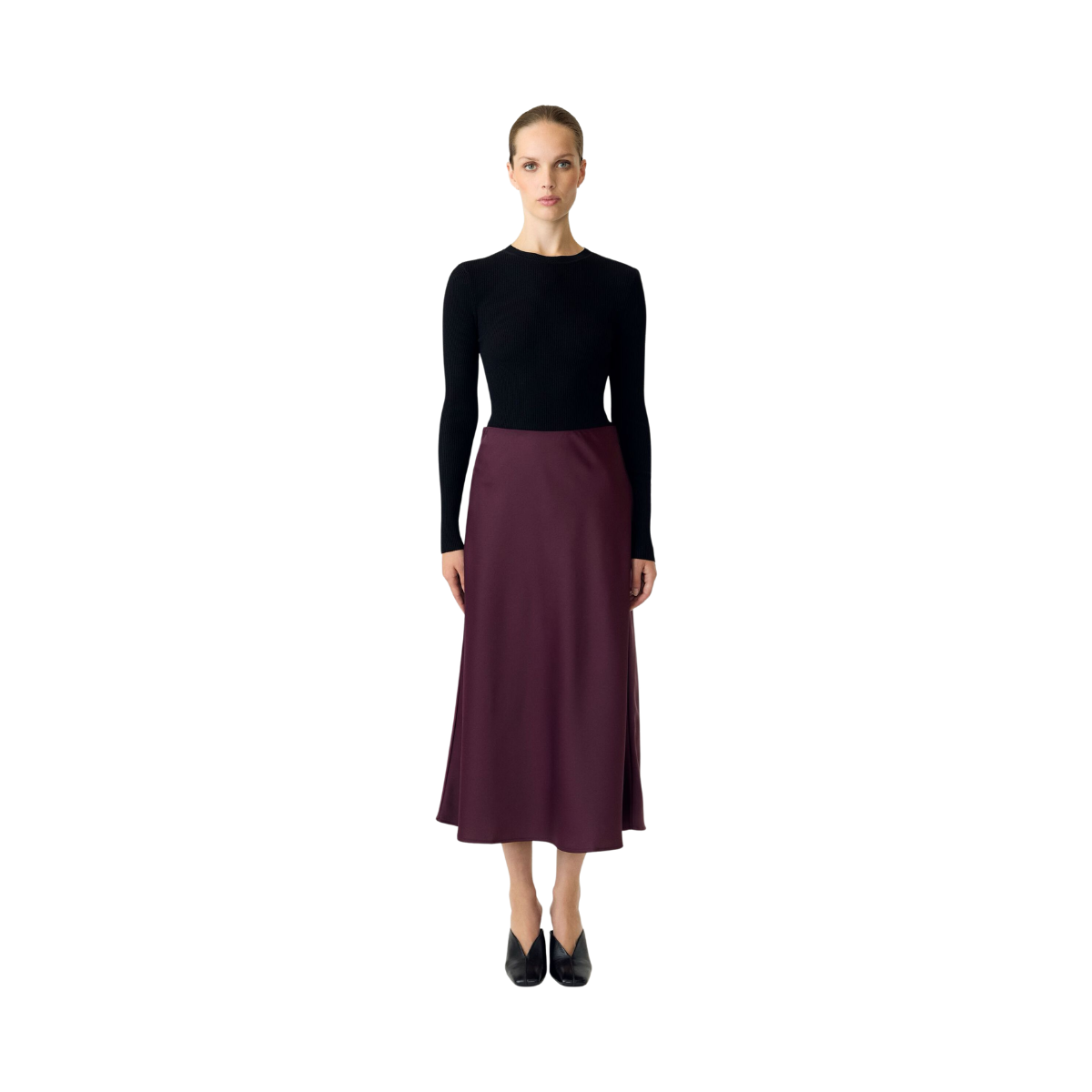 YASPella Highwaist Midi Skirt - Fig