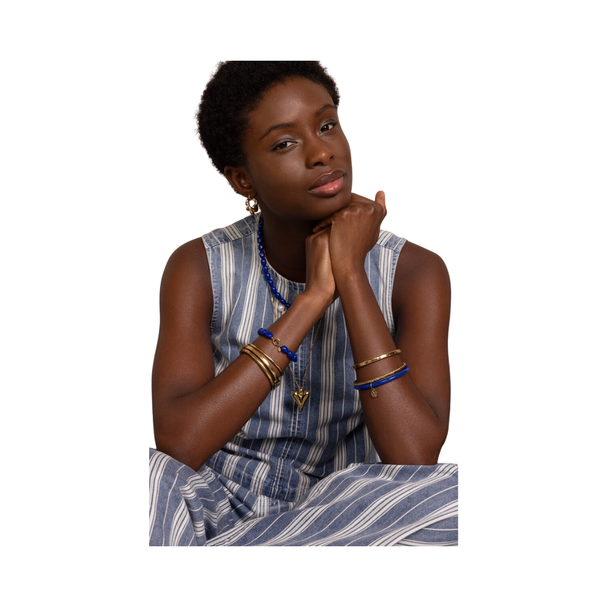 Bangle Set Thin Cobalt - Gold