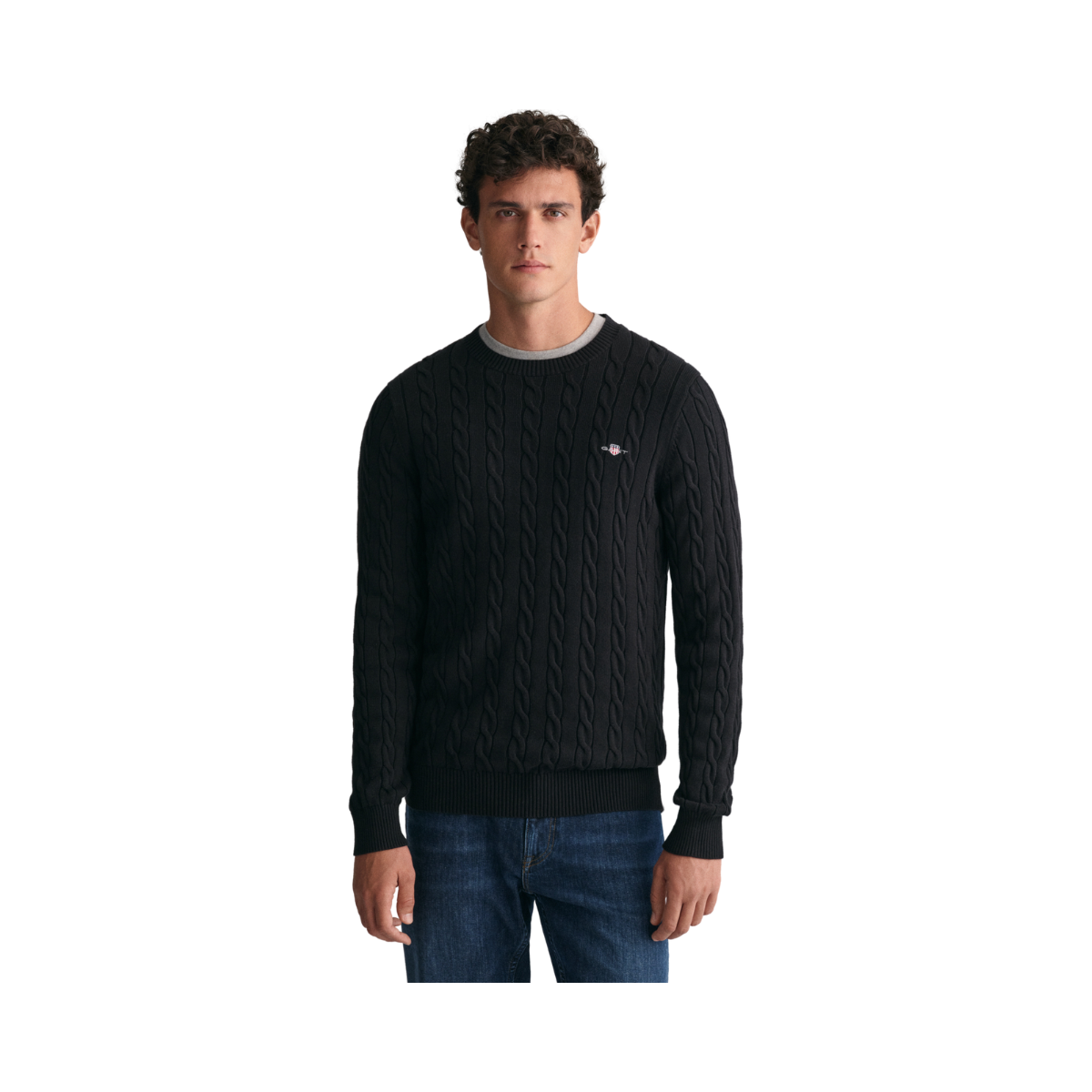 Cotton Cable C-Neck - Black