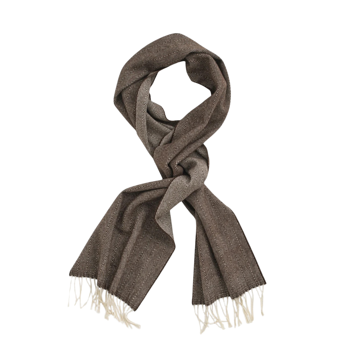 Wool Herringbone Scarf - 202 Deep Brown