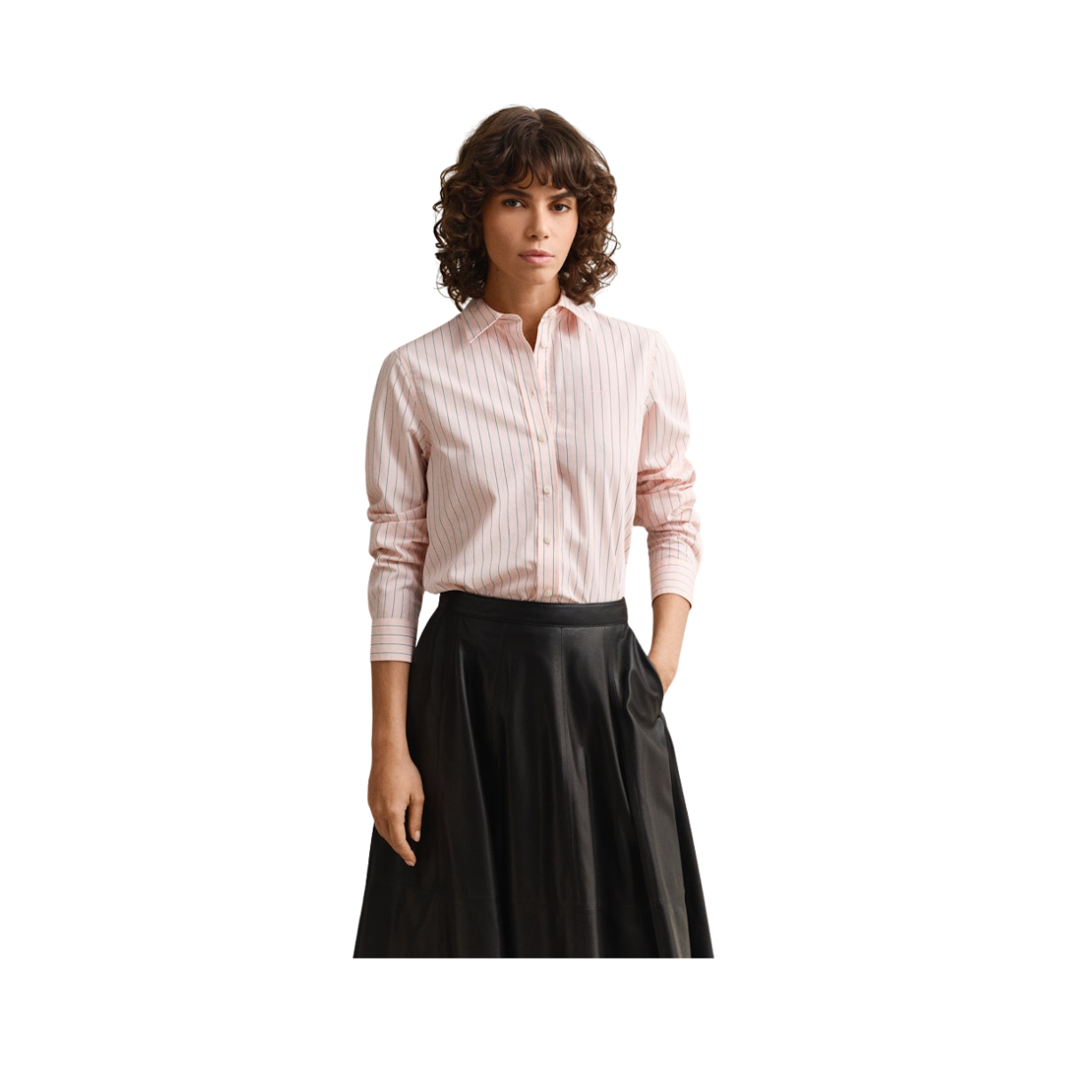 Classic Poplin Stripe Shirt - 647 Apricot Pink