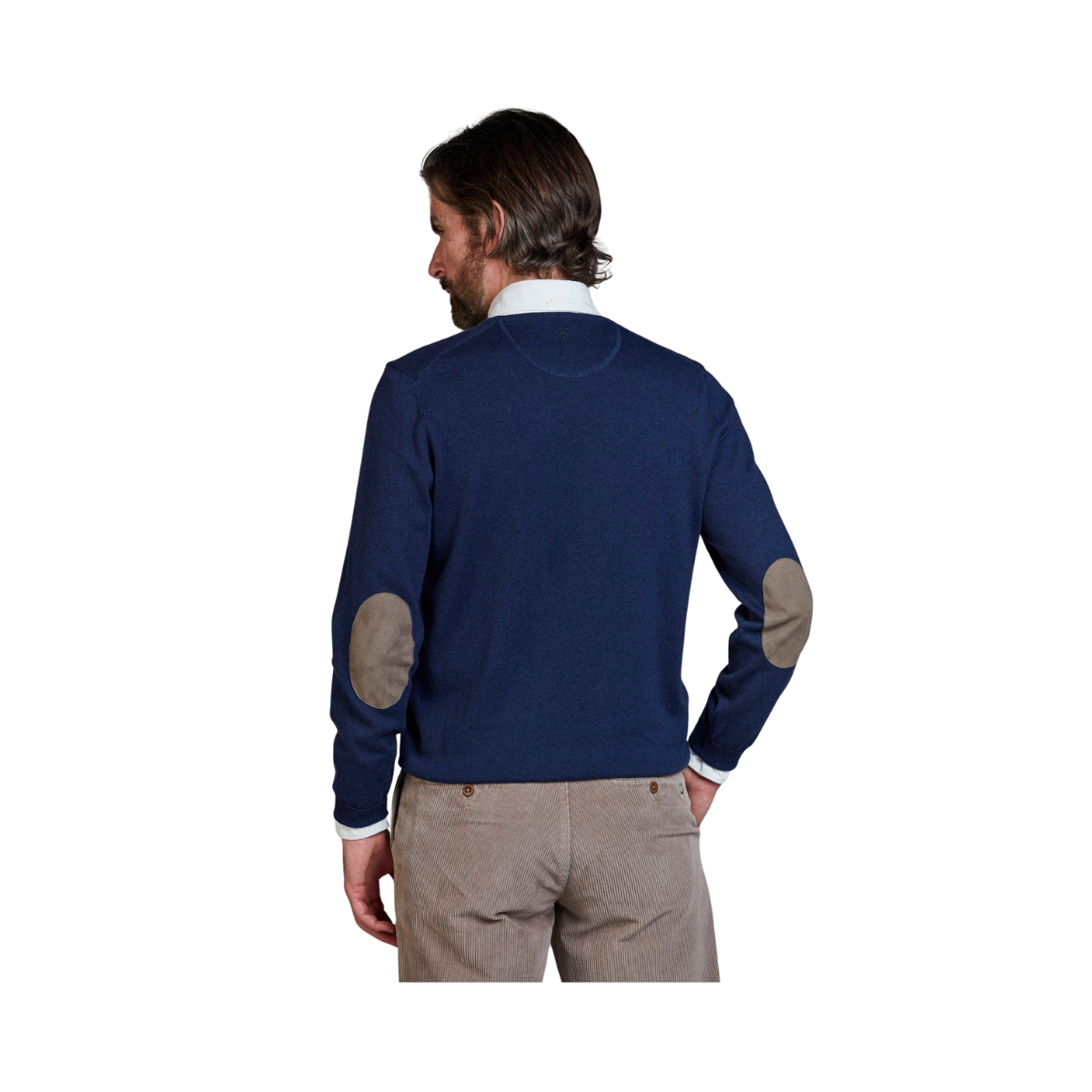 Crew Neck Knit E-Patch - Navy