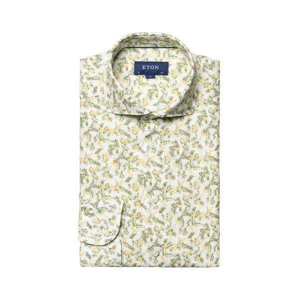 Print Linen Shirt - Green