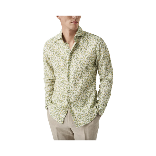 Print Linen Shirt - Green
