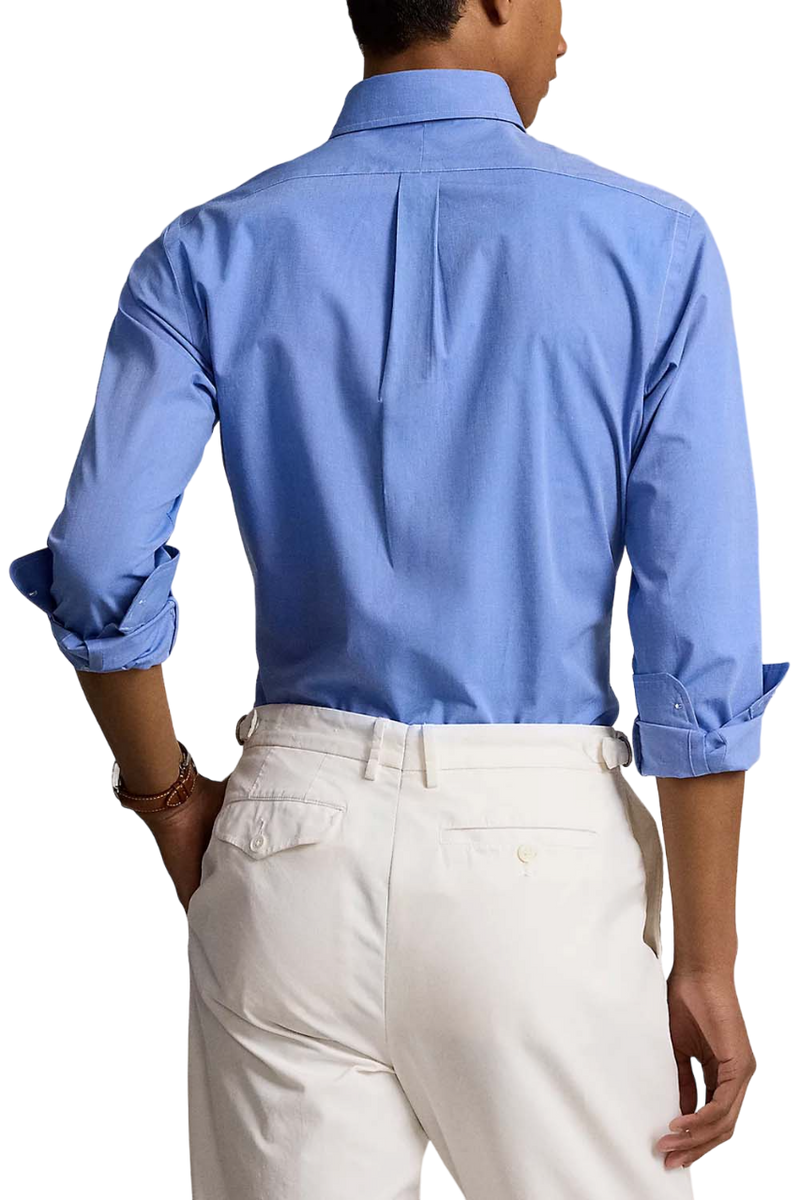 Custom Fit Stretch Poplin Shirt - Blue