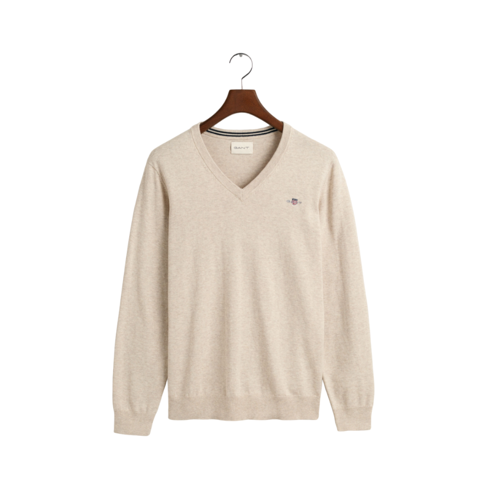 Classic Cotton V-Neck - Beige