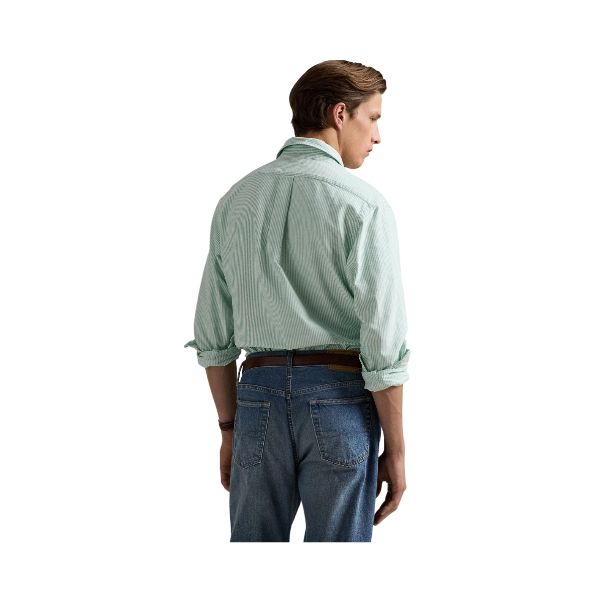 Custom Fit Striped Oxford Shirt - Summer Emerald/White