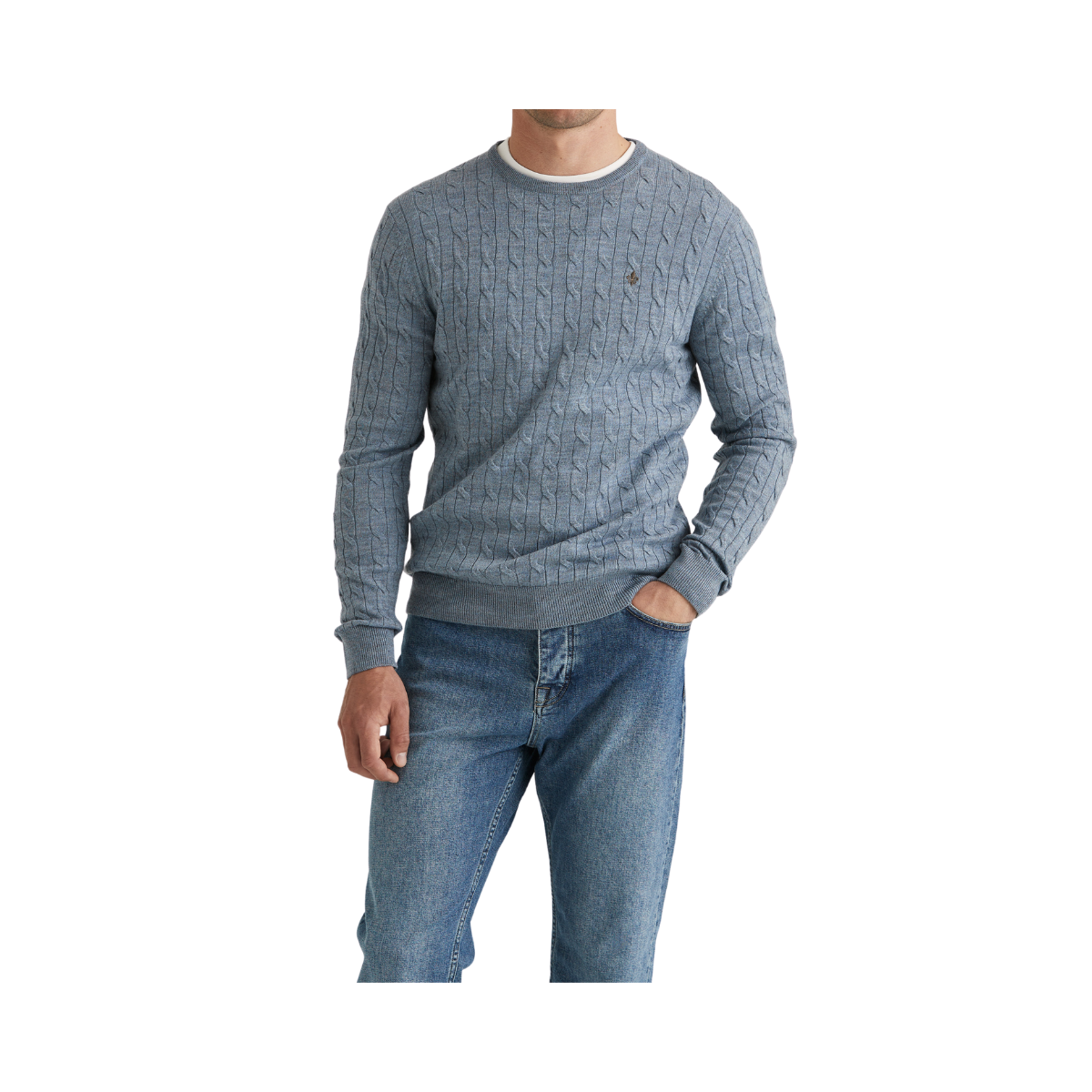 Merino Cable Oneck - Blue